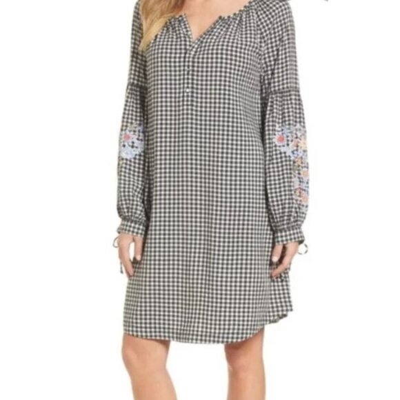Nordstrom Caslon Graham Floral Embroidered Sleeve Dress Boho M - Picture 1 of 8